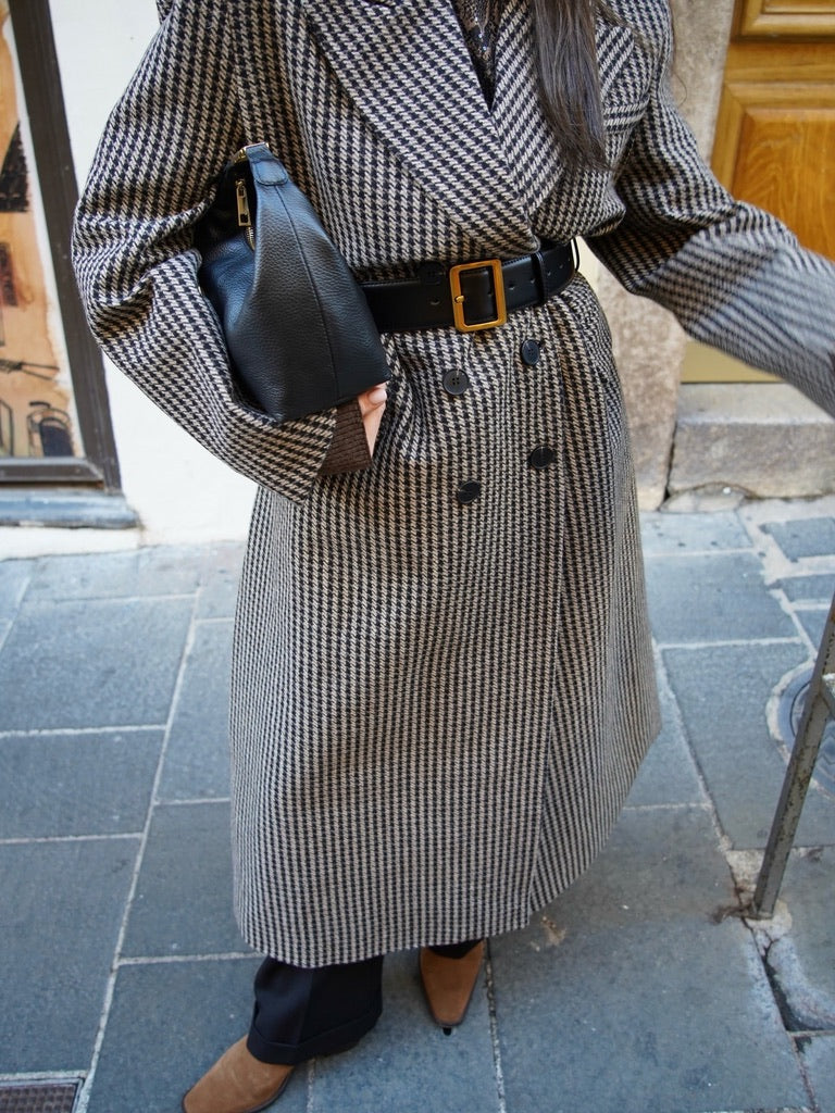 Manteau long à carreaux