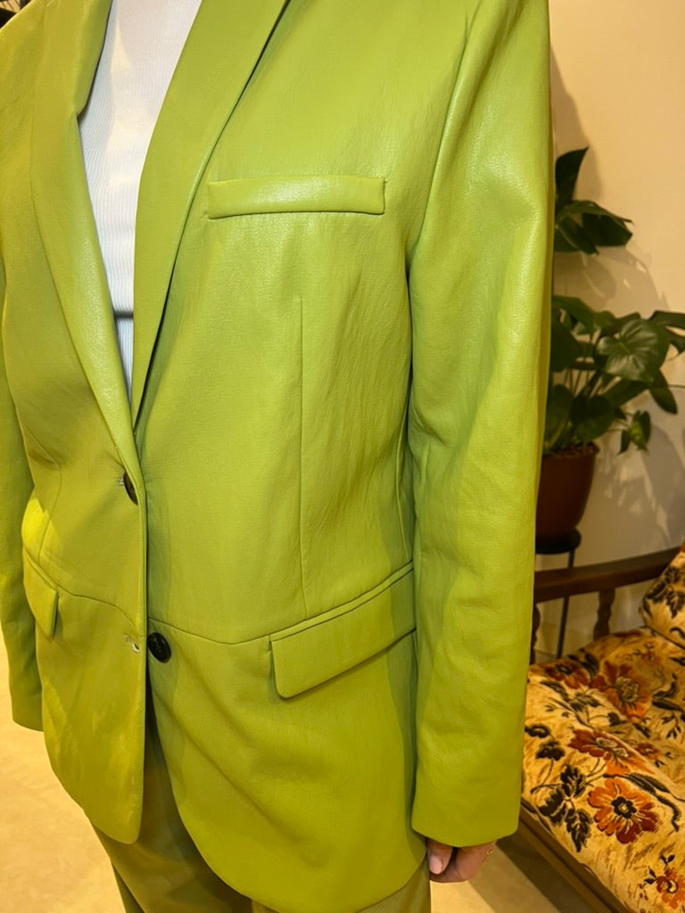 Blazer en similicuir vert