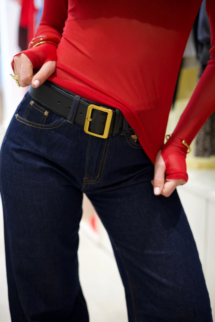 Jean taille haute bleu marine