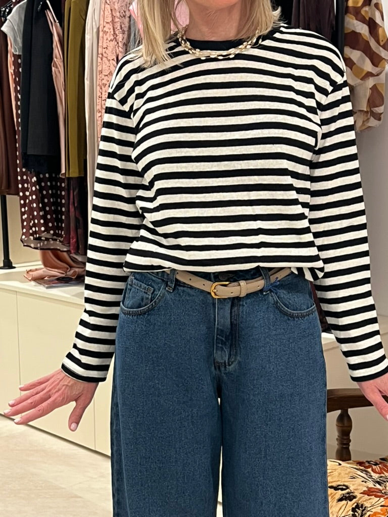 T-shirt marinière noir et écru