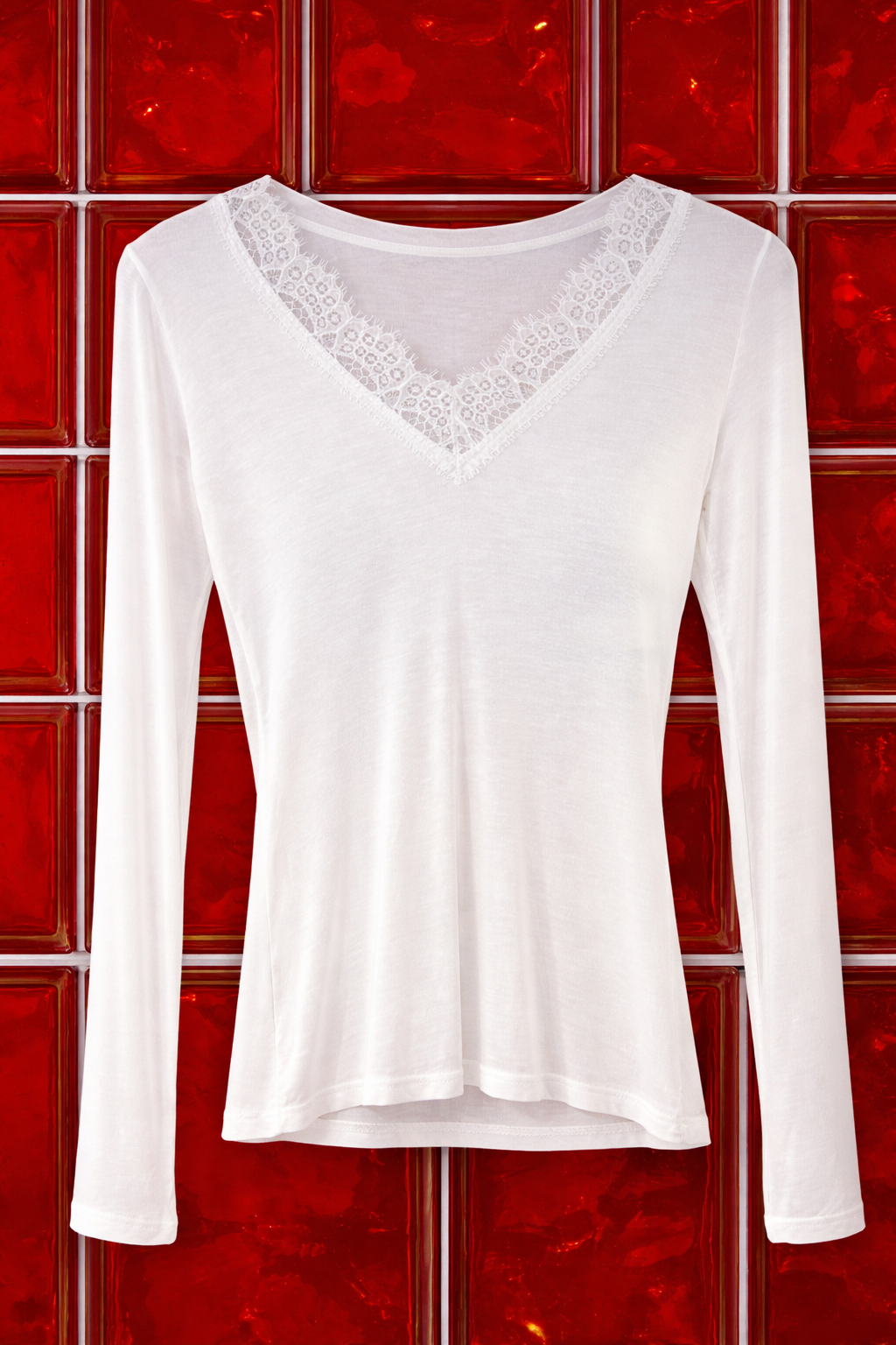 Top col V dentelle
