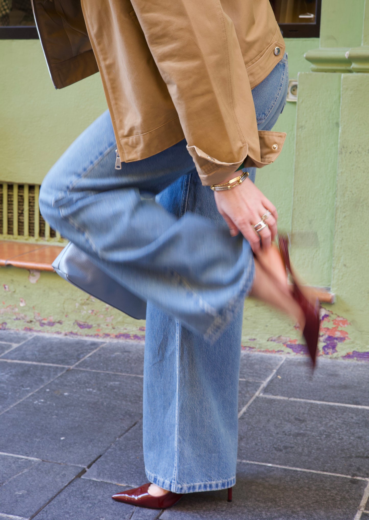 Jean wide leg denim clair