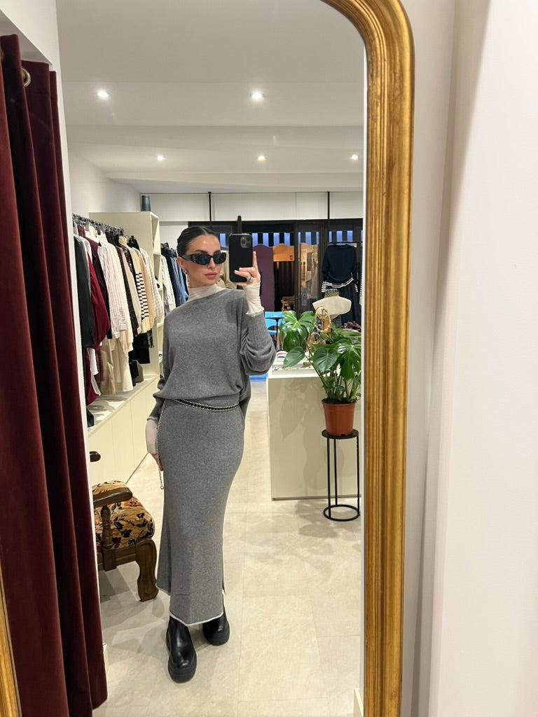 Jupe longue en laine & cachemire