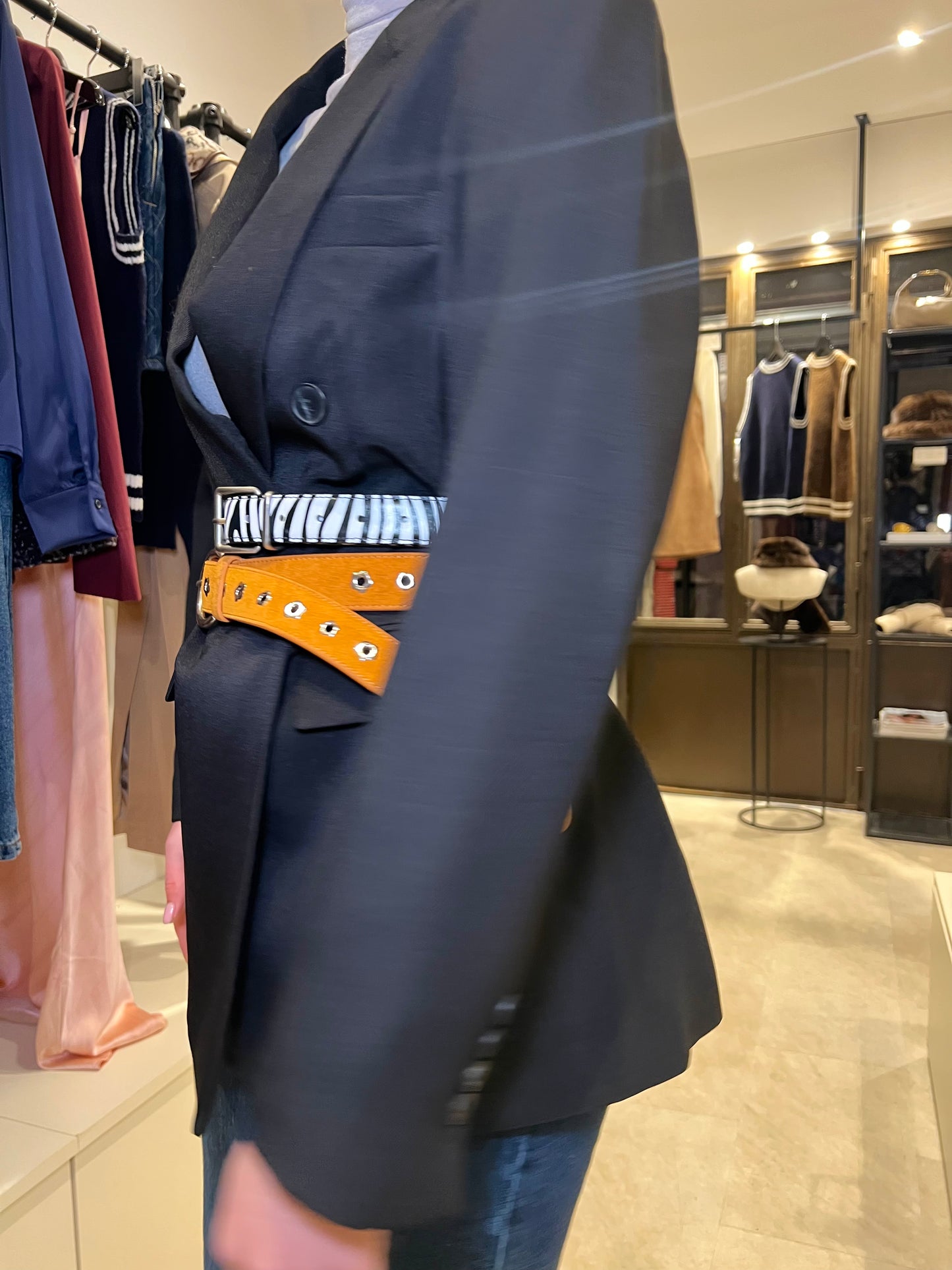 Ceinture en cuir et daim