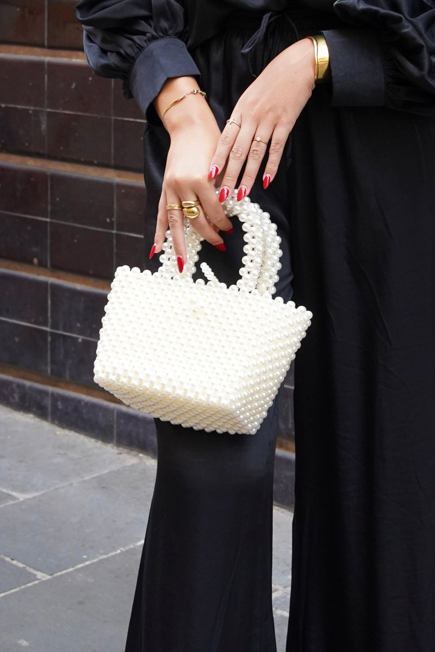 Sac à main en perles noires