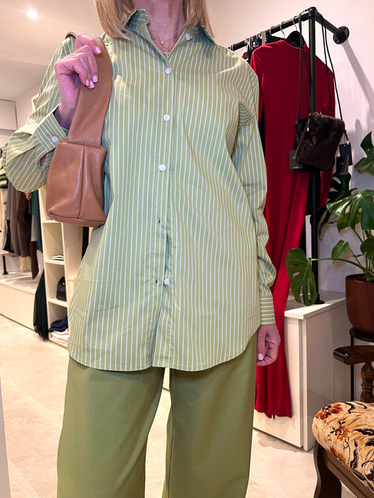 Chemise en coton rayée vert