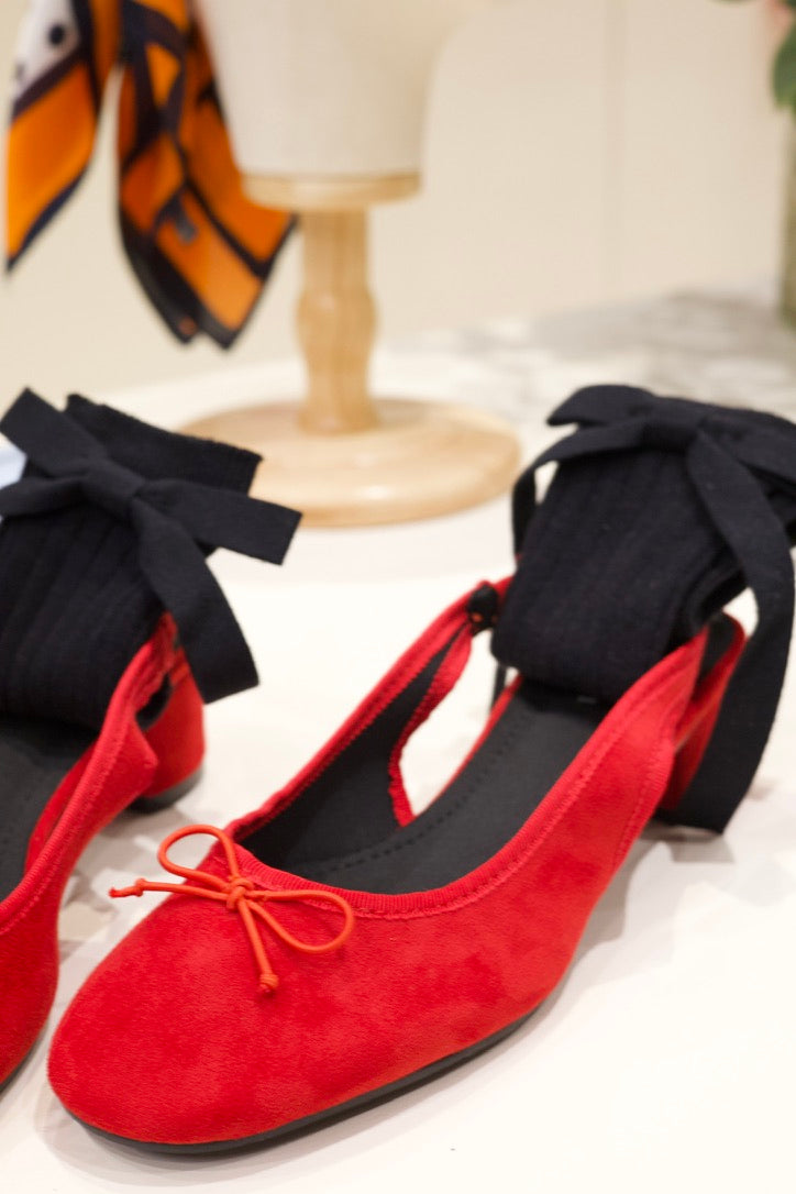 Ballerines rouges à noeud
