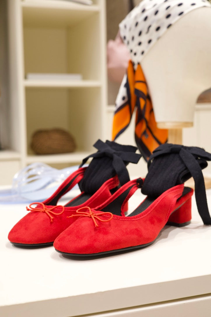 Ballerines rouges à noeud