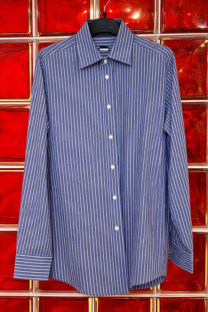 Chemise en coton rayée bleu & blanc