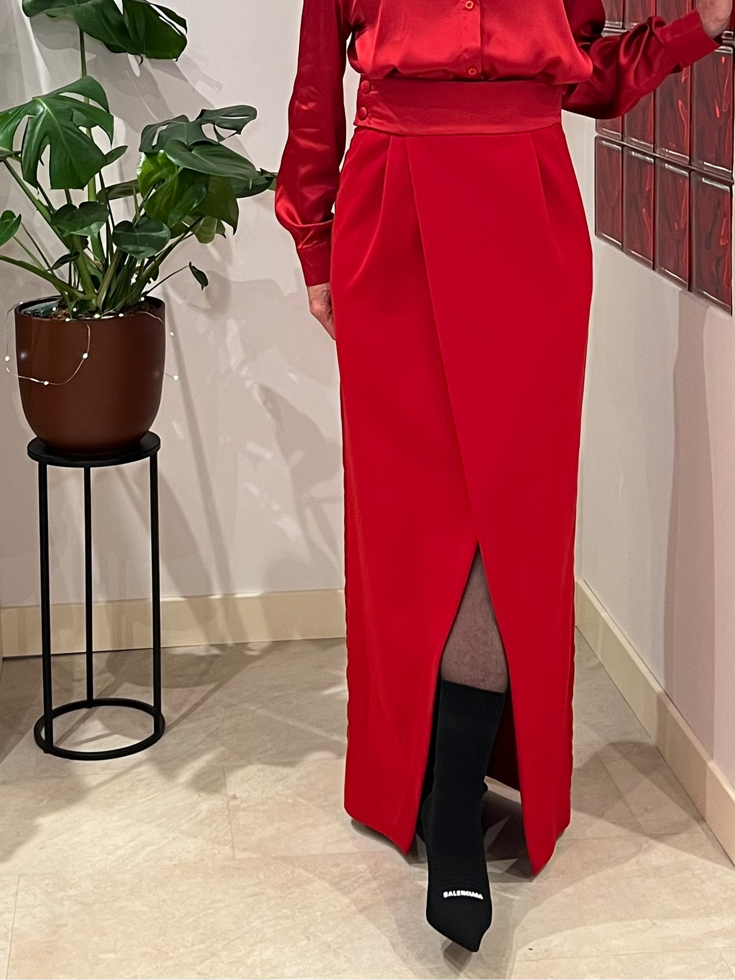 Jupe longue portefeuille rouge
