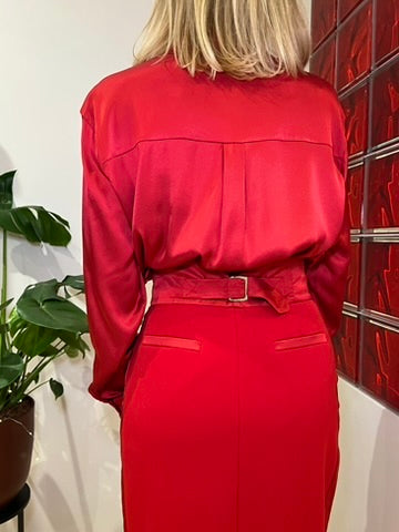 Chemise satinée rouge