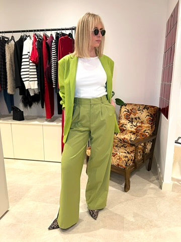 Blazer en similicuir vert