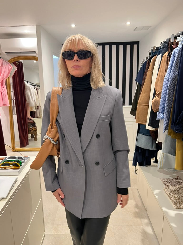 Veste tailleur croisé gris