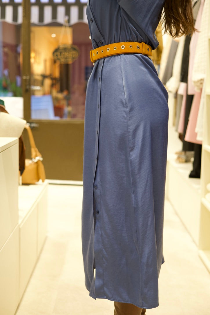Robe chemise satinée