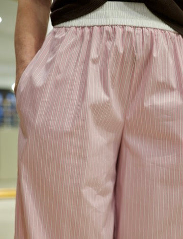 Pantalon rayé taille élastique