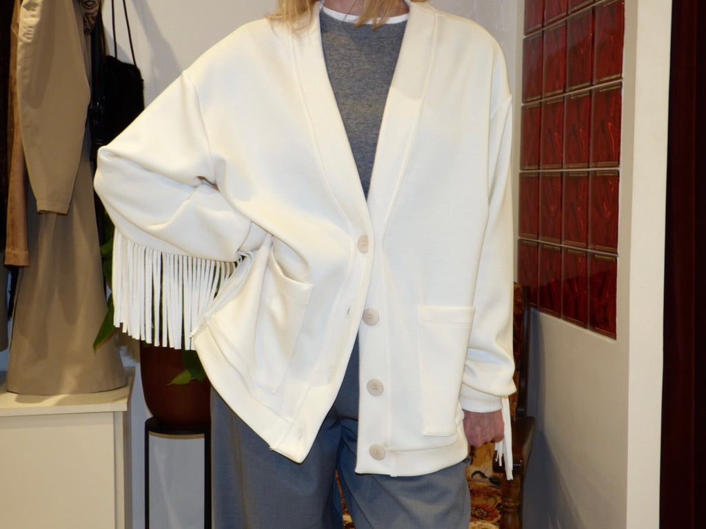 Gilet blanc à franges