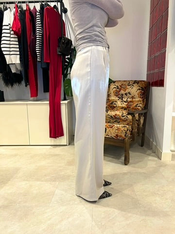 Pantalon fluide satiné écru
