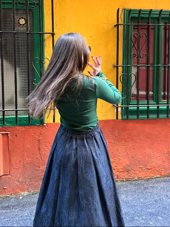 Jupe midi en denim