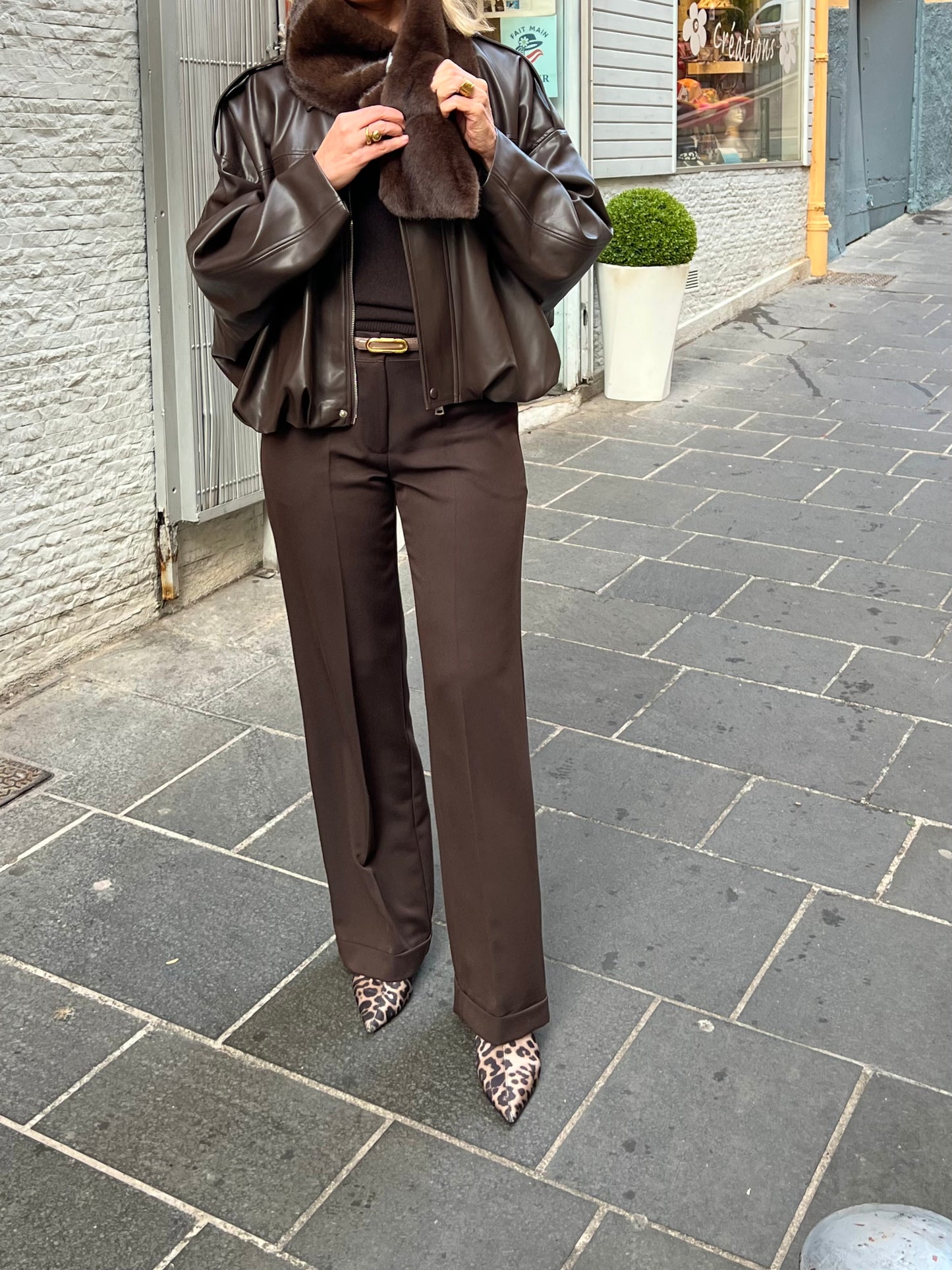 Pantalon à pinces marron