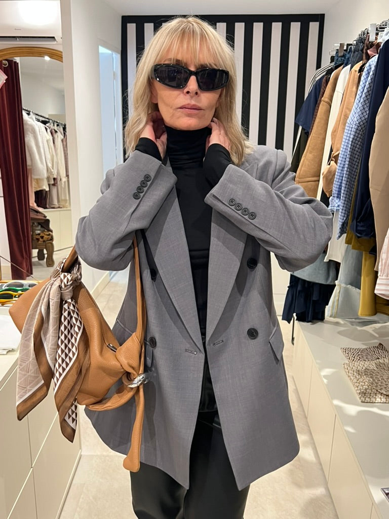 Veste tailleur croisé gris