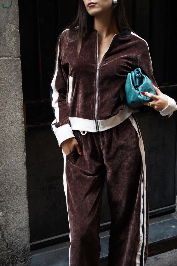 Pantalon de jogging en velours marron