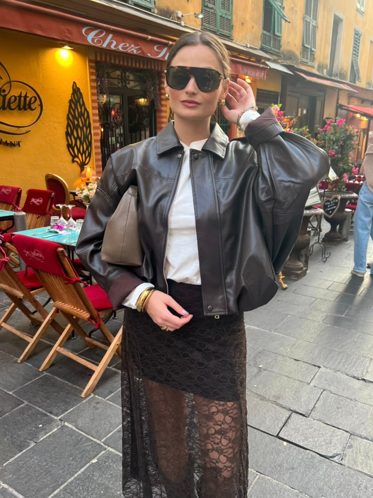 Veste bomber en similicuir