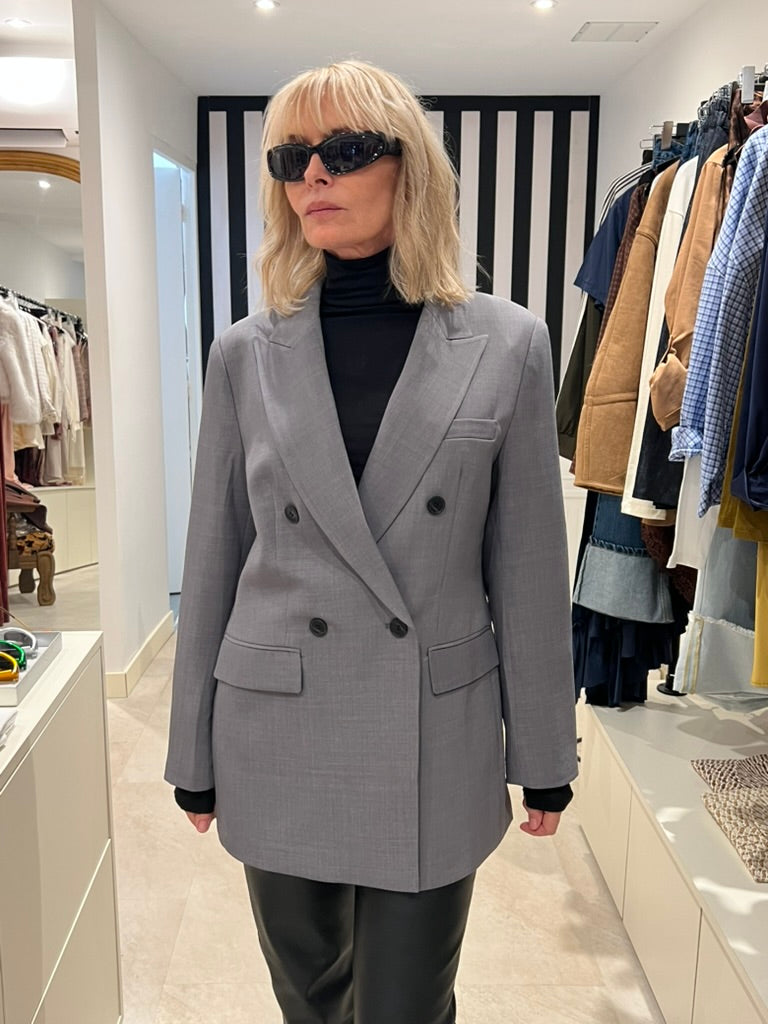 Veste tailleur croisé gris