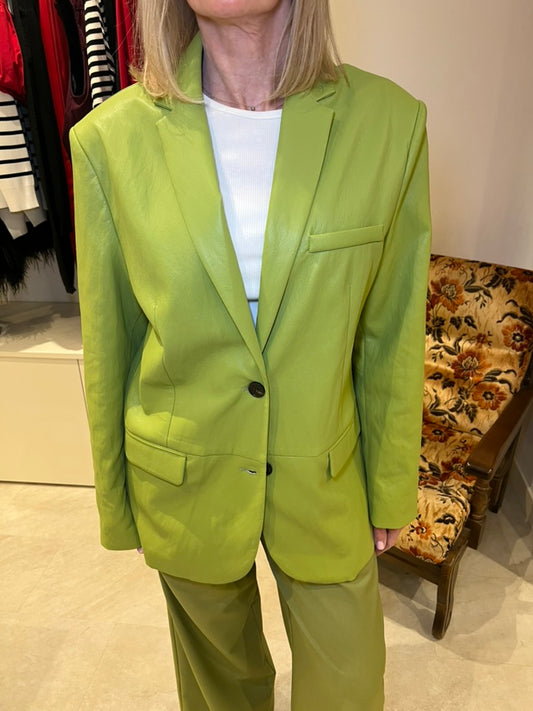 Blazer en similicuir vert
