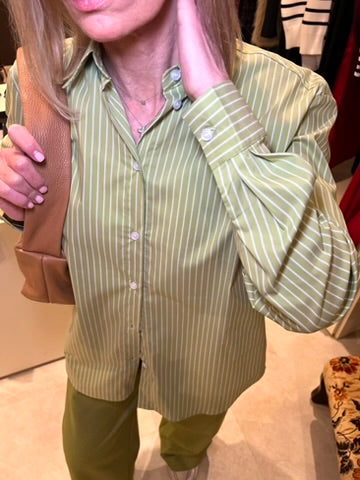 Chemise en coton rayée vert