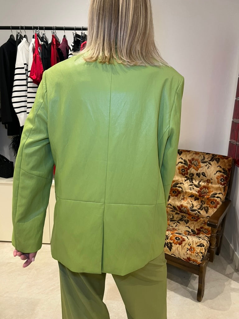 Blazer en similicuir vert