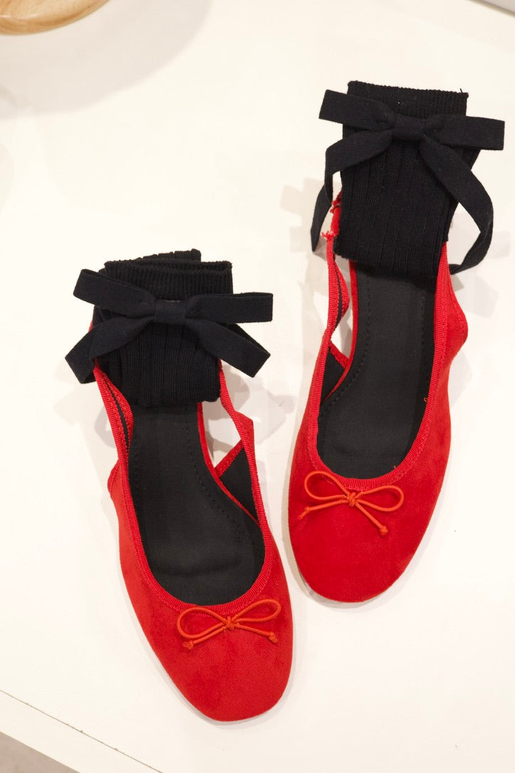 Ballerines rouges à noeud