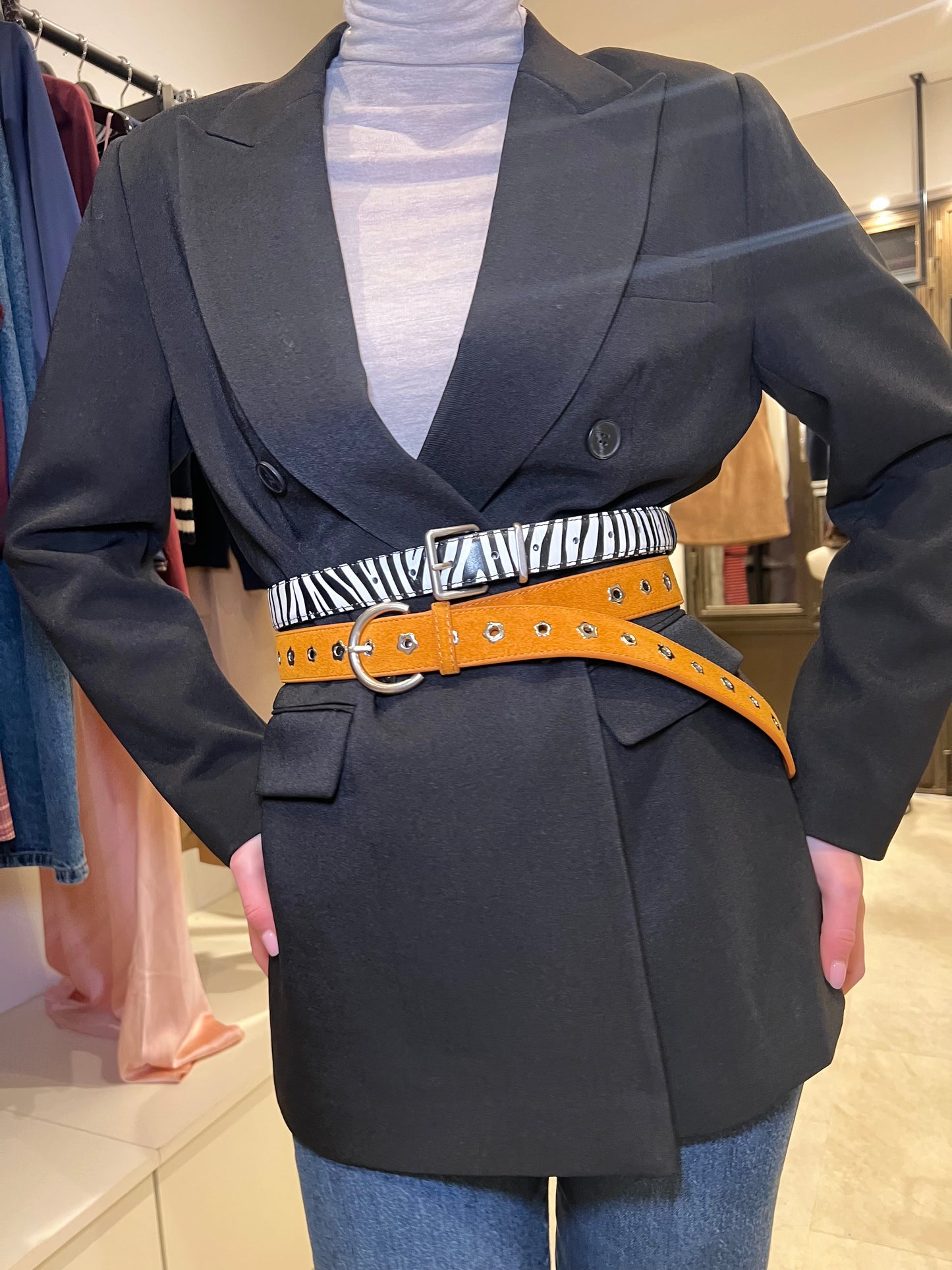 Ceinture en cuir et daim