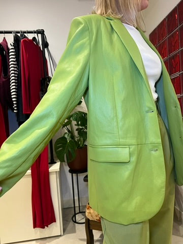 Blazer en similicuir vert
