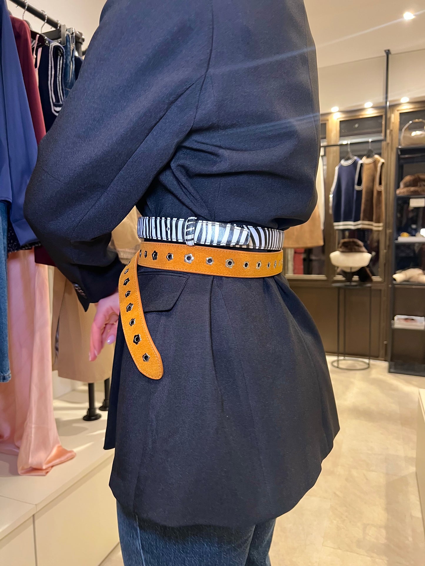Ceinture en cuir et daim