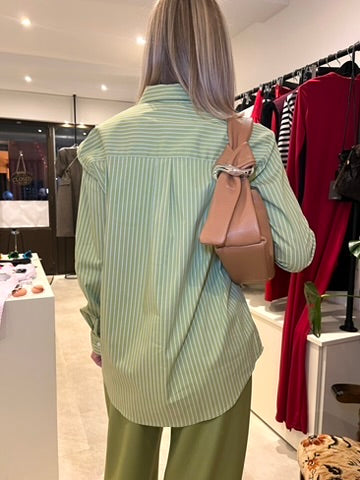 Chemise en coton rayée vert