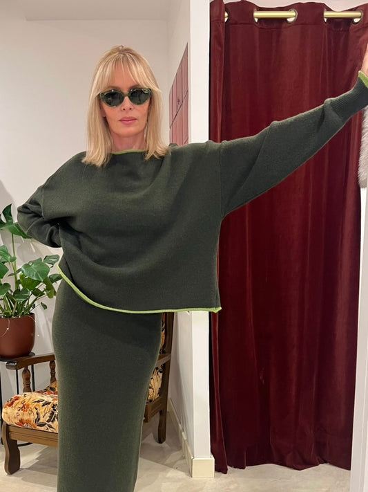 Pull col bateau en laine et cachemire