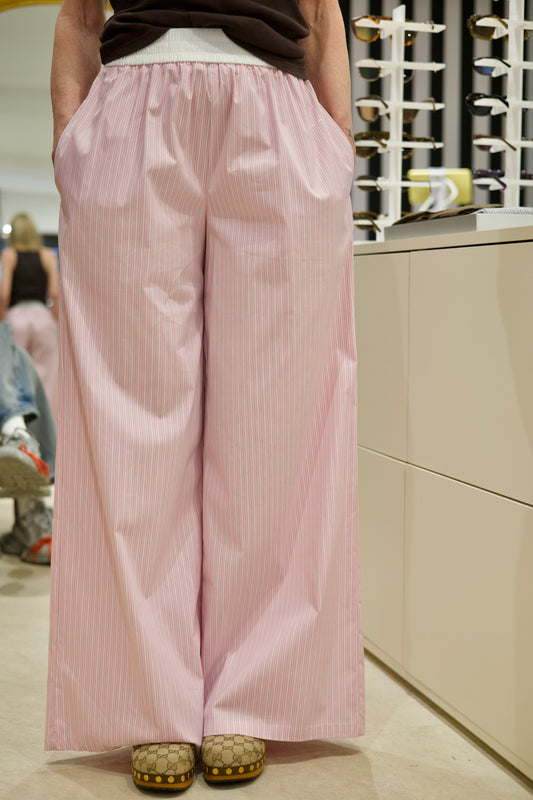 Pantalon rayé taille élastique