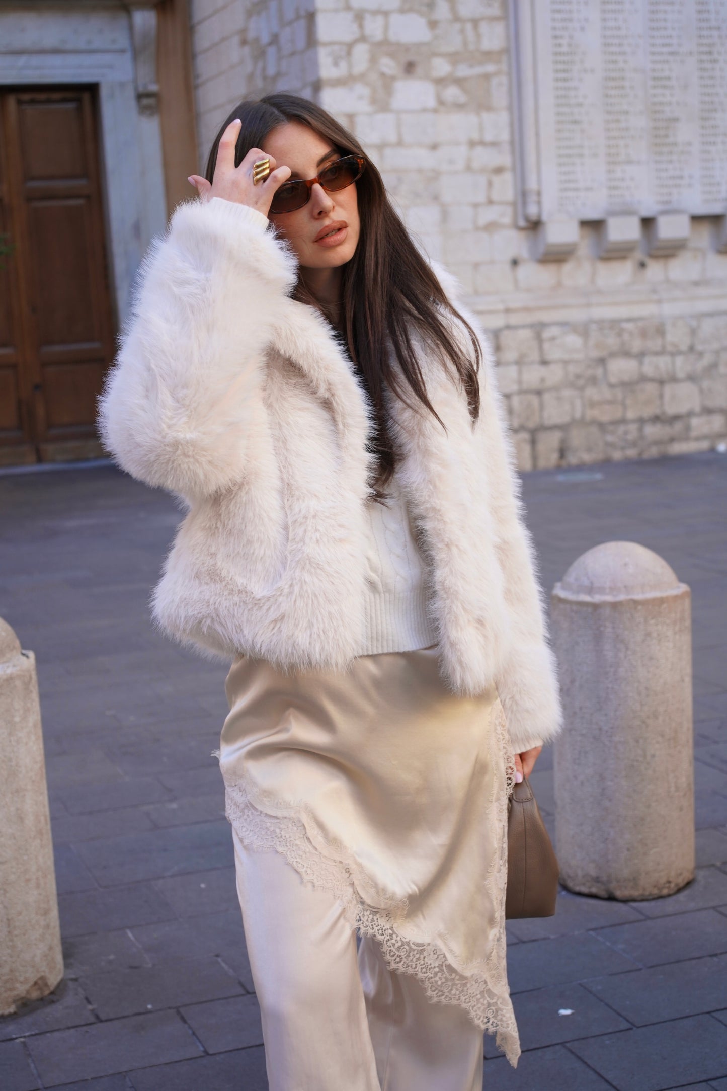 Veste fausse fourrure blanche